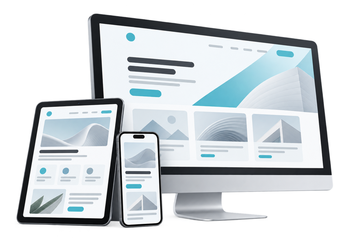 Responsiv webbdesign visad på dator, surfplatta och mobil